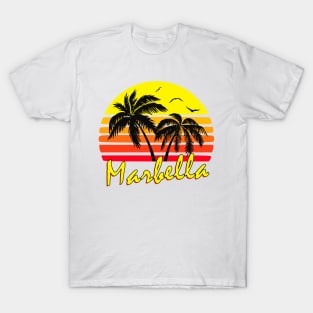 Marbella Spain Retro Sunset T-Shirt